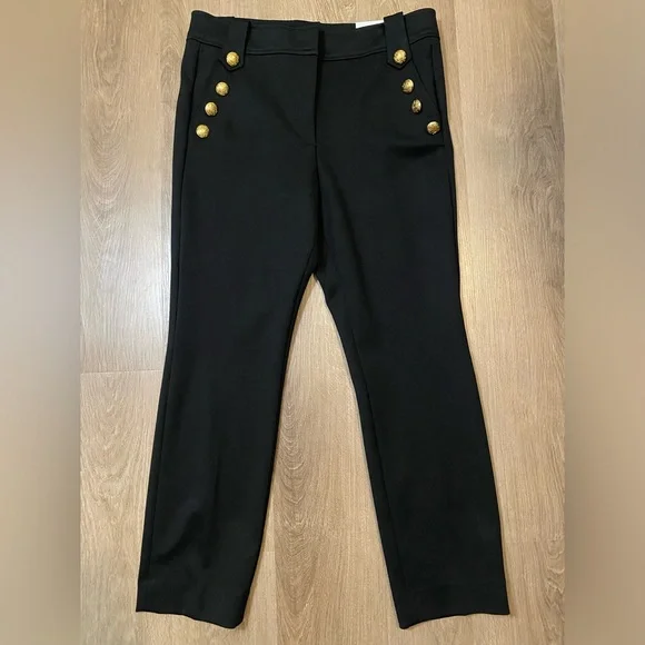 NWT WHBM Jolie Button Straight Lightweight Pants Size 14 L - Ankle 29โ Black - Picture 3 of 9